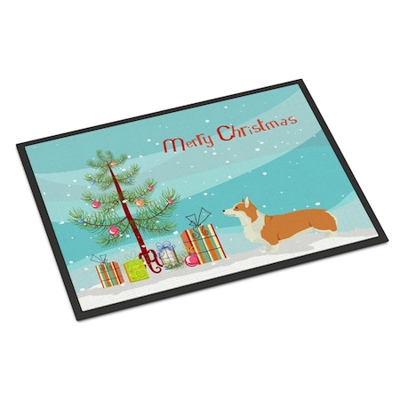 Carolines Treasures 18 x 27 in. Pembroke Corgi Christmas Tree Indoor or Outdoor Mat CK3554MAT